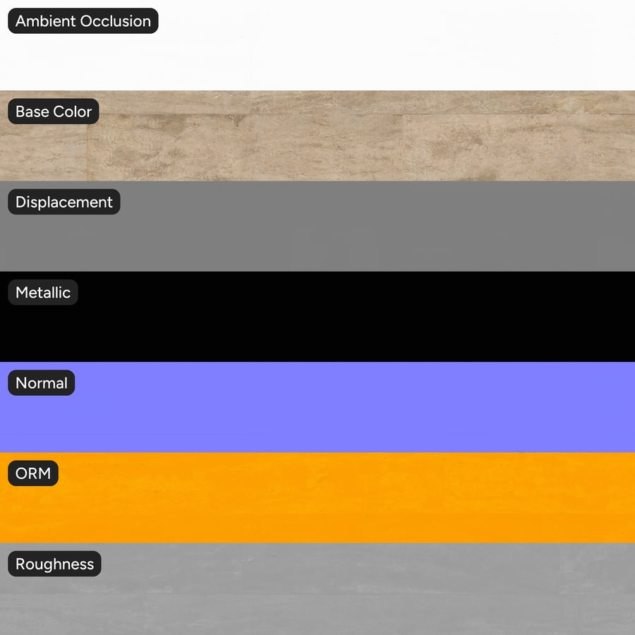 Tekstur Ubin Travertine Mentah Offset Persegi Panjang, Beige Alami