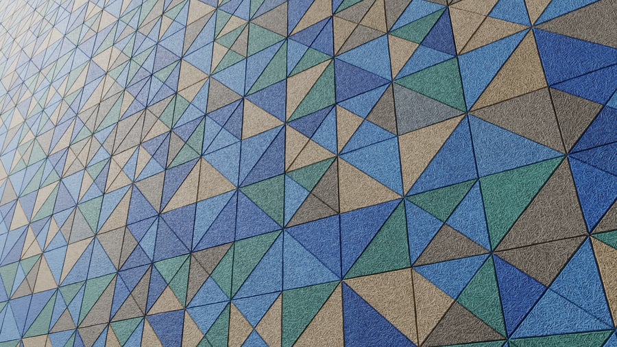 Driehoekige akoestische tegeltextuur, blauw