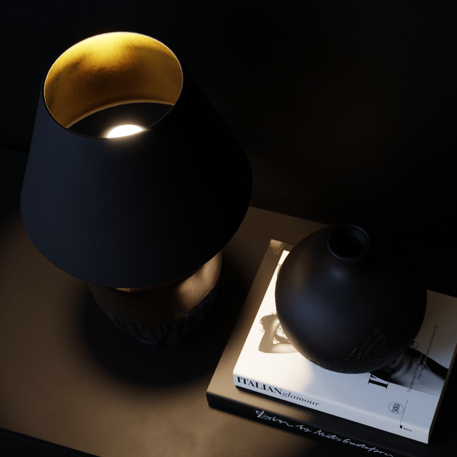Lampu Eno Ceramic Skaro Golden Petrol Shade Model, Coklat