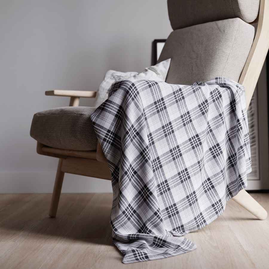 Tissu tartan en coton, texture, gris
