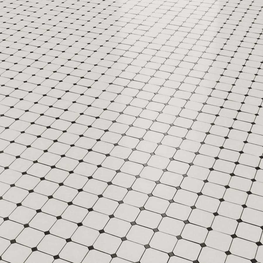 Octagonal Ceramic Matte Tile Texture, White