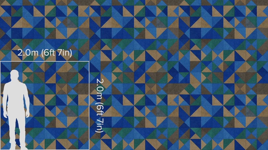 Driehoekige akoestische tegeltextuur, blauw