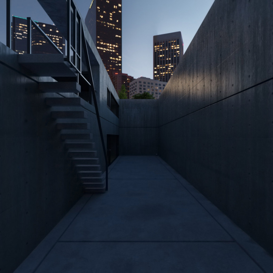 Estacionamento noturno claro na cidade, céu ao ar livre HDRI