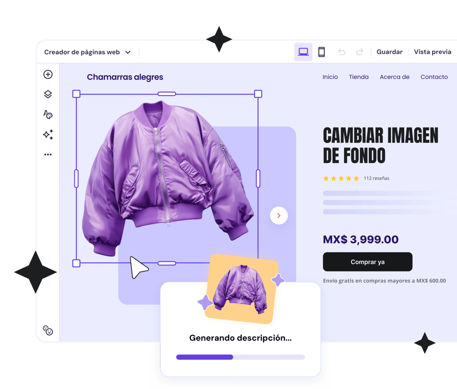 Creador de sitios web con herramientas de IA